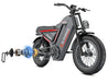 Cruiser-style electric road bike with 1500W peak power for speed and stability
