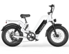 Front view of the G-force RS ST step-thru white electric bike, showcasing an ergonomic design that enhances comfort and riding ease, featuring a 750W motor and fat tires, perfect for commuting and travel.